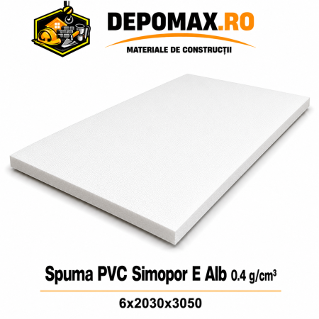 Placa rigida PVC Simopor E Alb 0.4 g/cm3, 6x2030x3050 mm